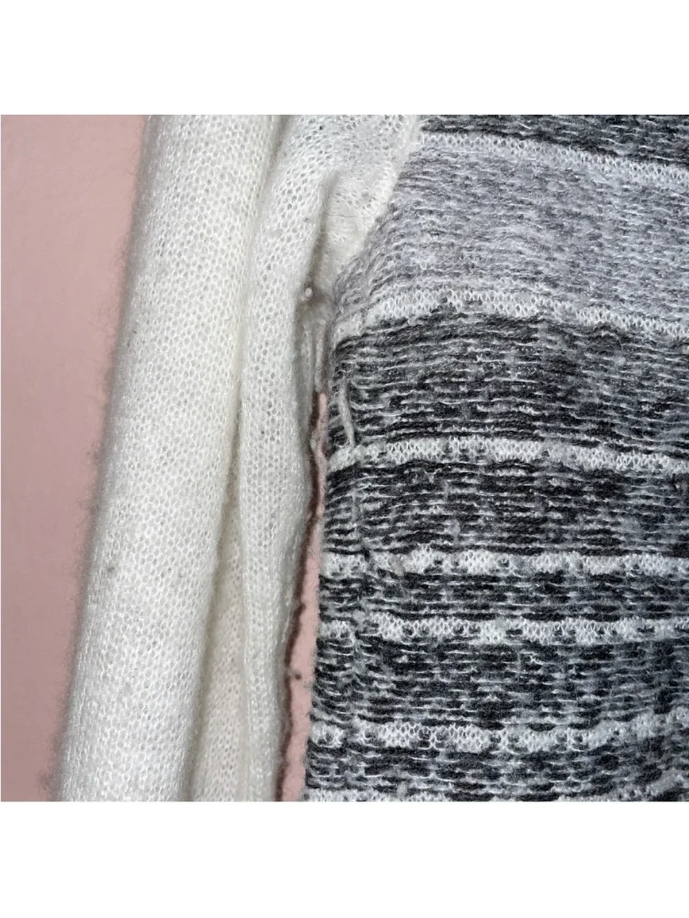 Free People Black White Angora Wool Nordic Fair Sweater Button Size S